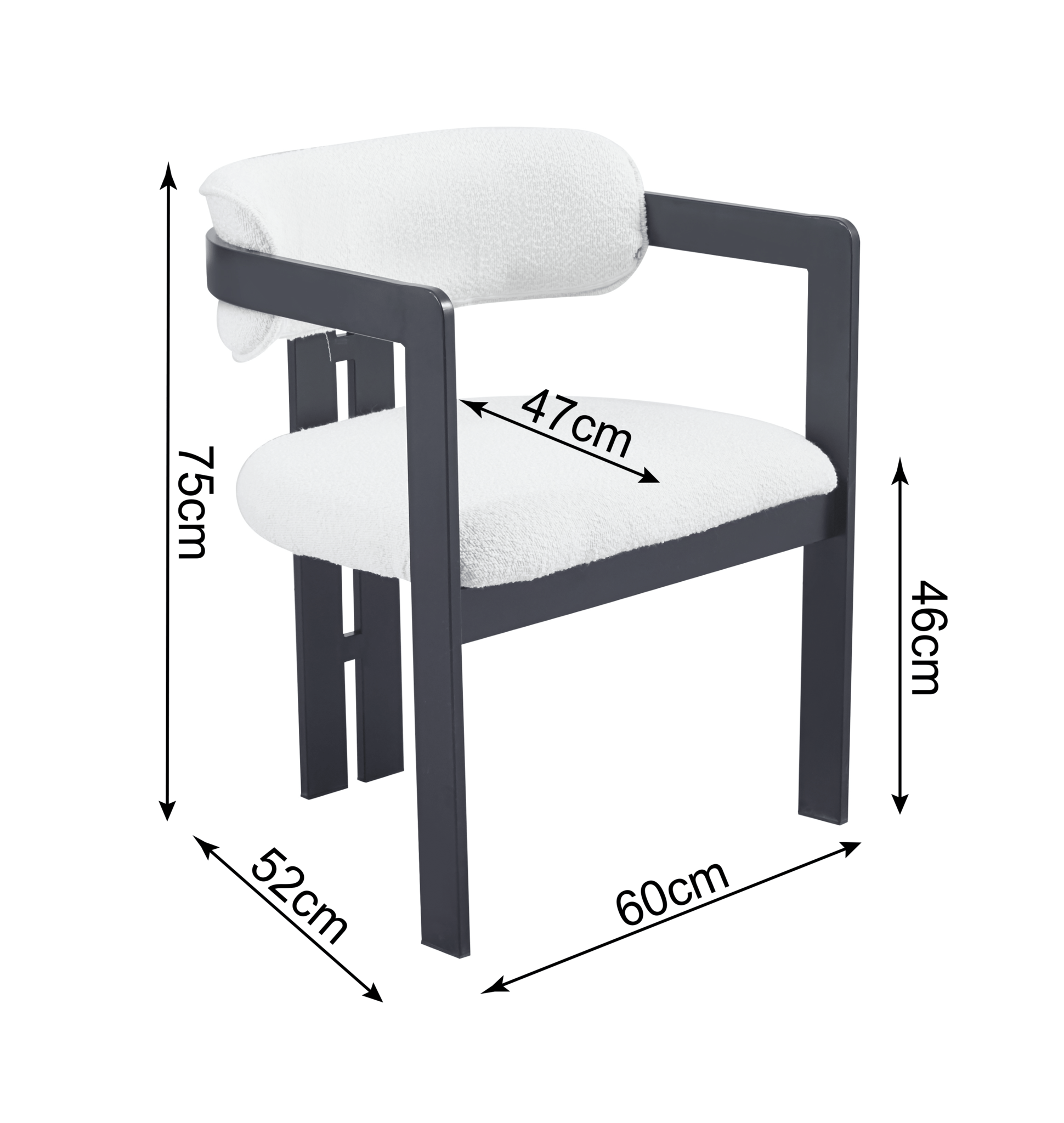 Eetkamerstoel Tribanto Bouclé Teddy stof - White