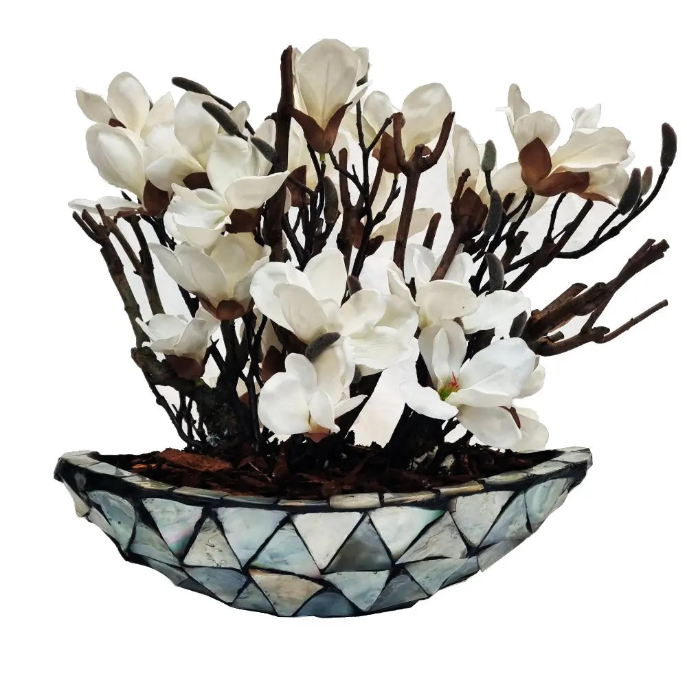 Eric Kuster Style Shell Vase - Pearl - Long Model - Magnolia Flowers ...