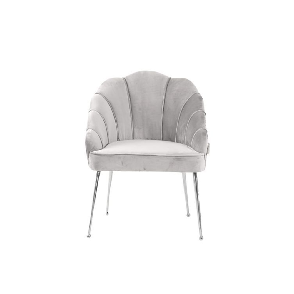 Emillia Chair - Fabric - Light Grey - Silver Legs
