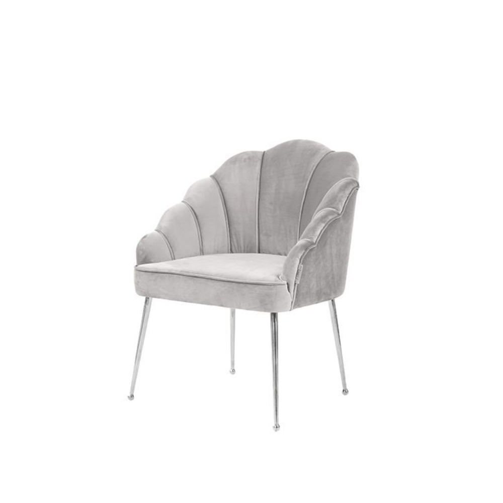 Emillia Chair - Fabric - Light Grey - Silver Legs
