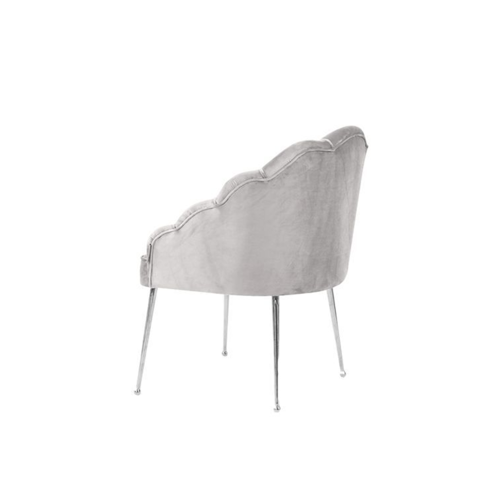 Emillia Chair - Fabric - Light Grey - Silver Legs