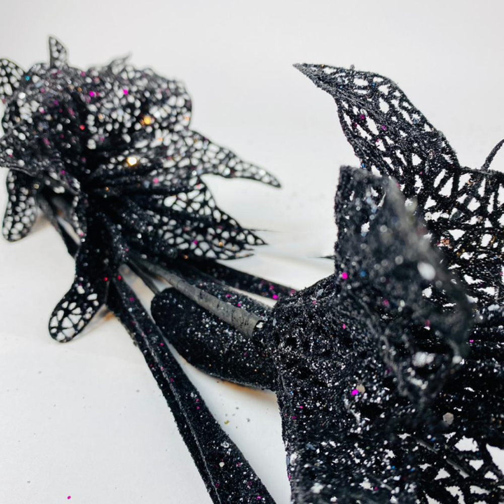 Kunsttak Lelie - Glitter - Zwart