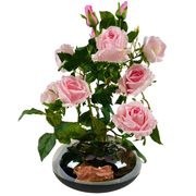 Kunstrozen - Roze - in glazen pot getint
