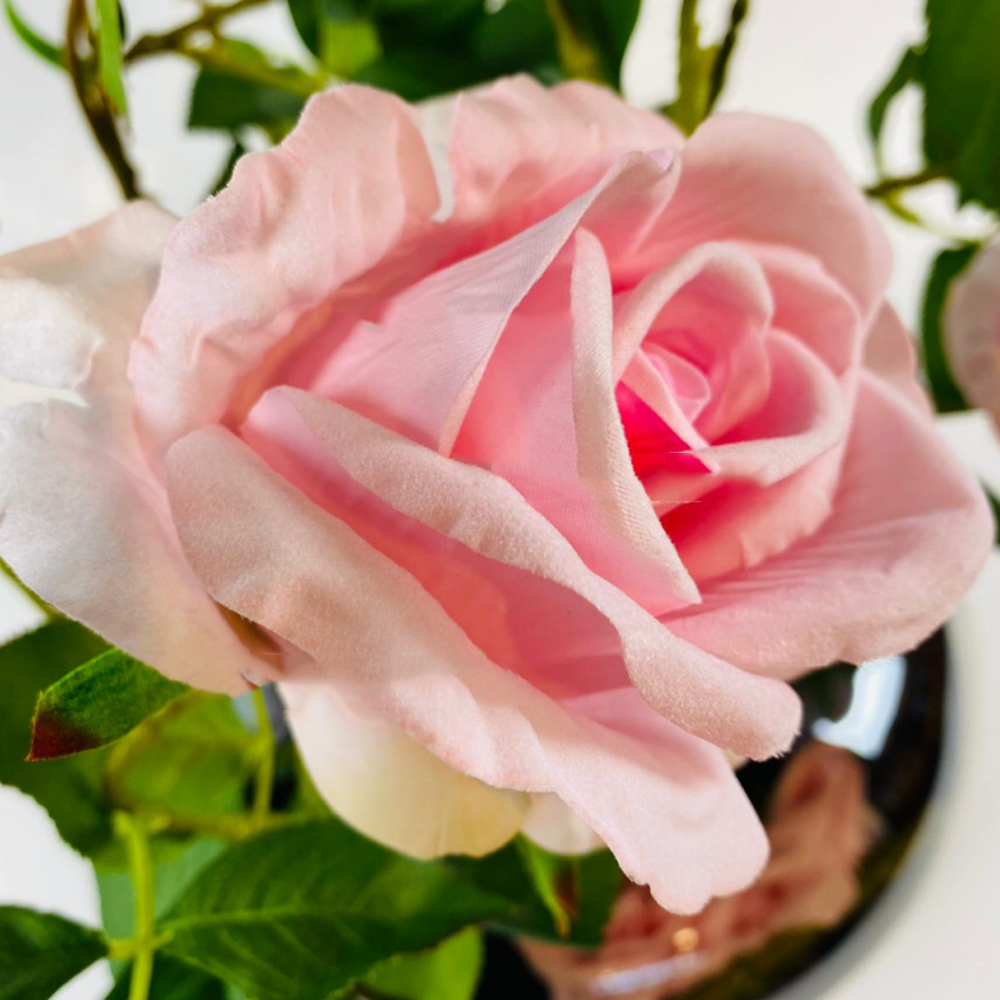 Kunstrozen - Roze - in glazen pot getint
