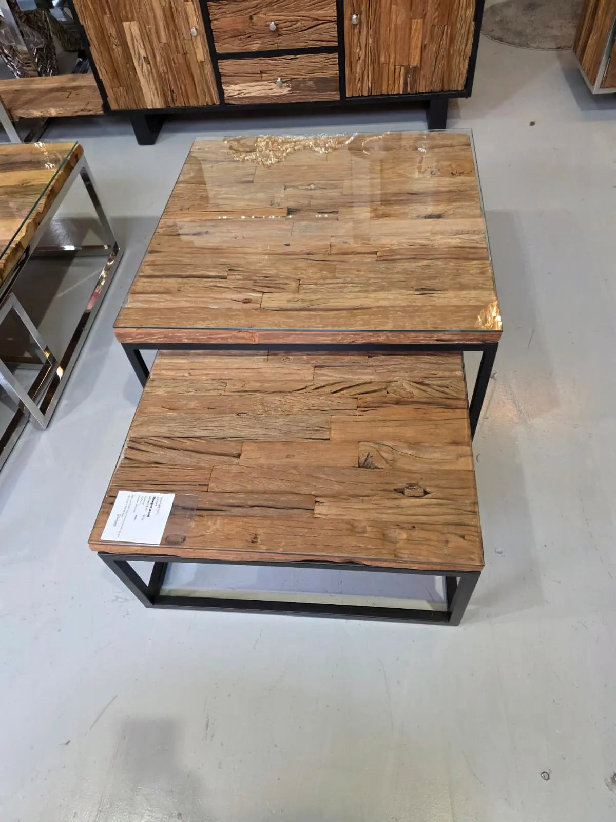 Salontafel -Doblo Sleeper Wood- Zwart onderstel Rixos