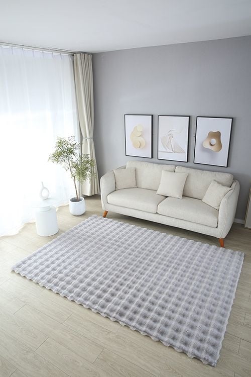 Fluffy soft rug - L. Grey