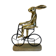 Decorative figure - Cycling Rabbit - Gold