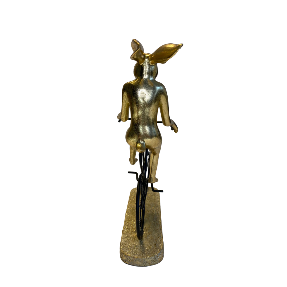 Decorative figure - Cycling Rabbit - Gold