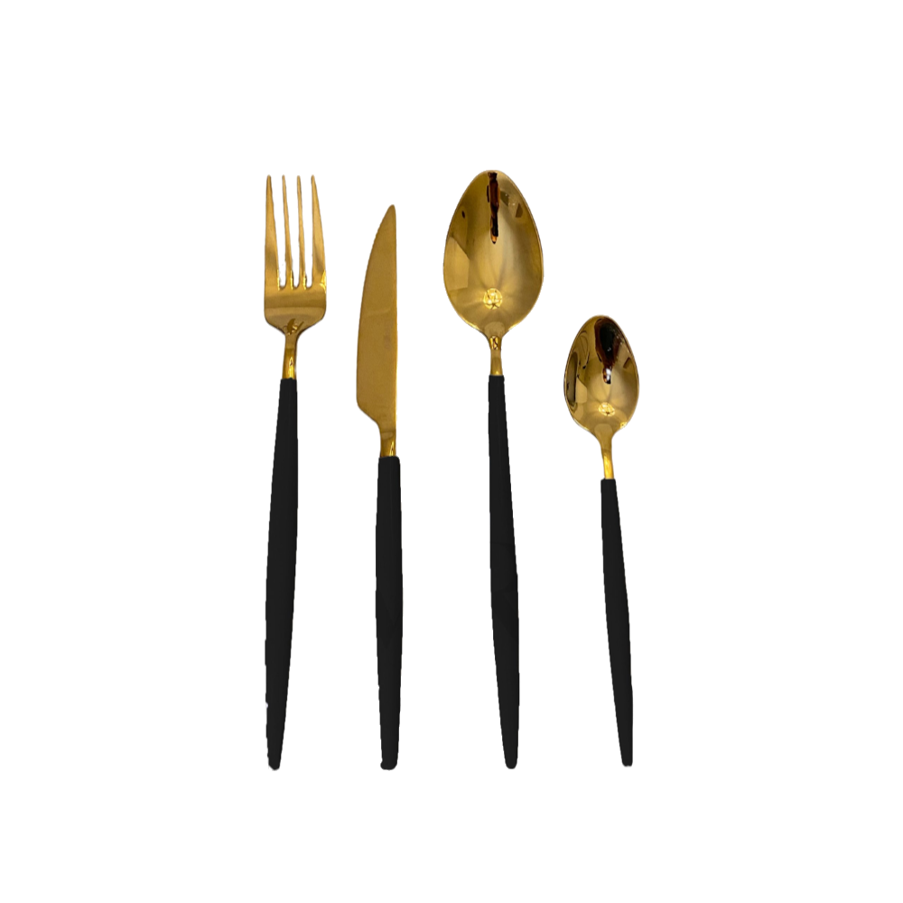 Gold Black Pearl Cutlery Set