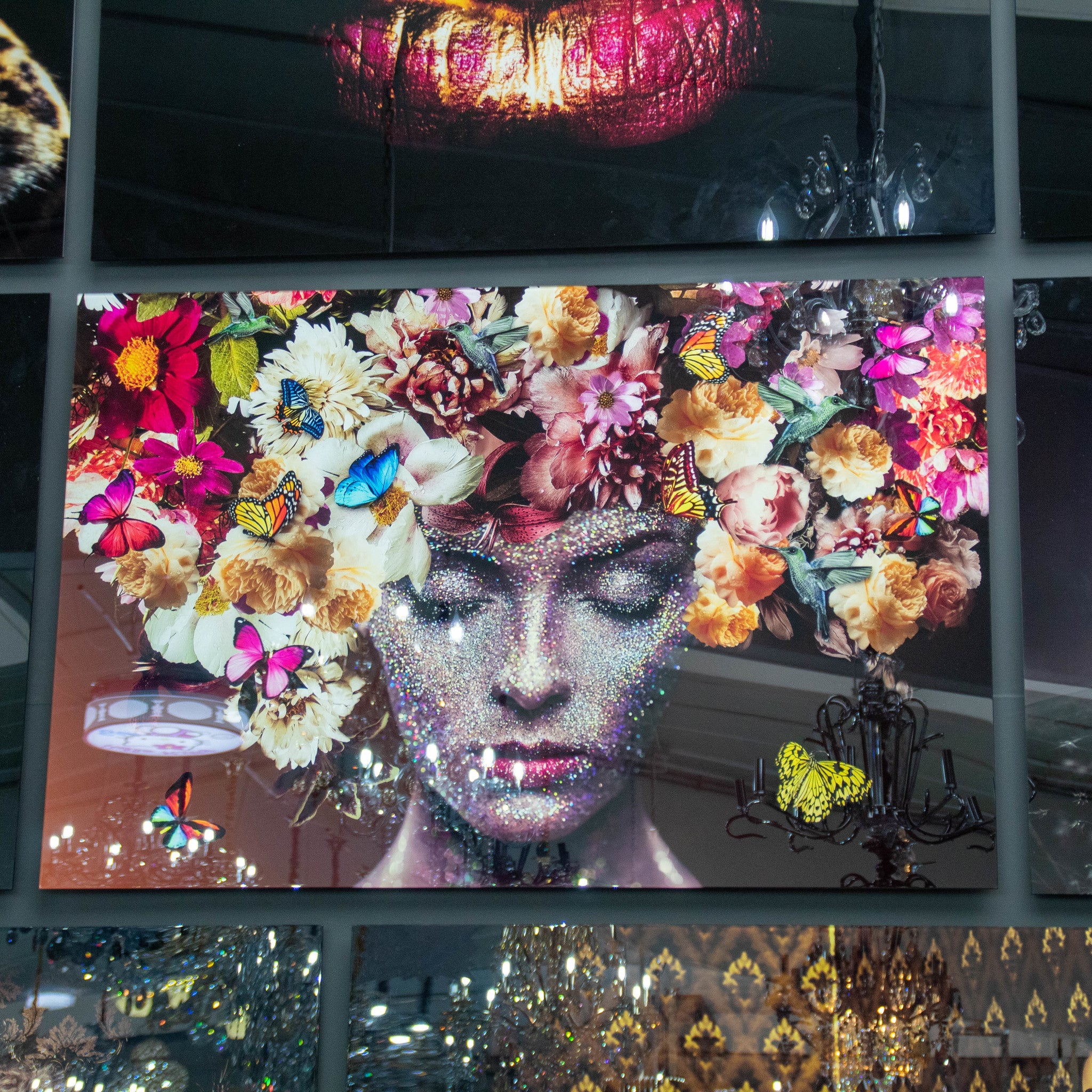 Flower Women-Glass Painting-120x80