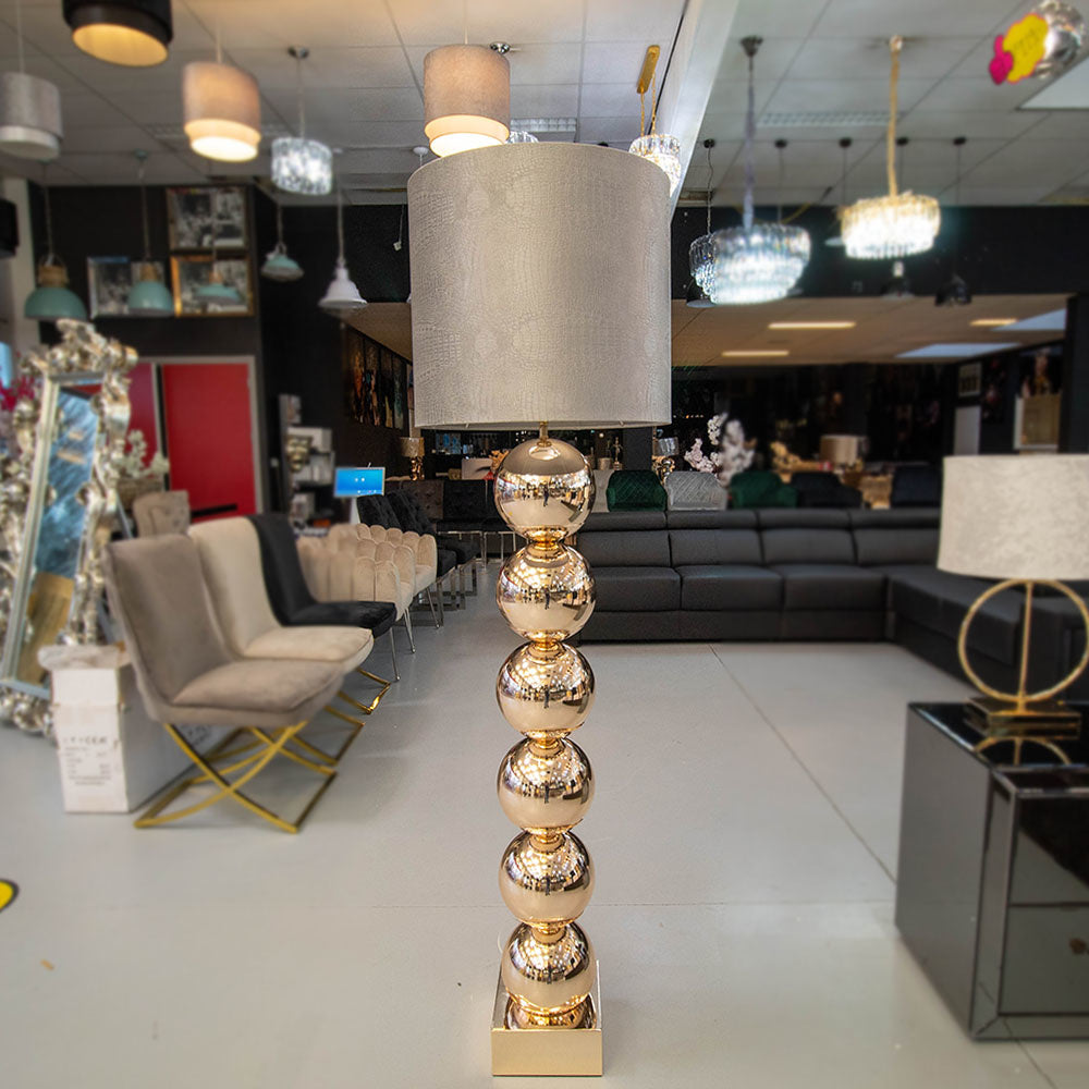 Bronze 6 Ball Lamp With Silver Crocodile Shade