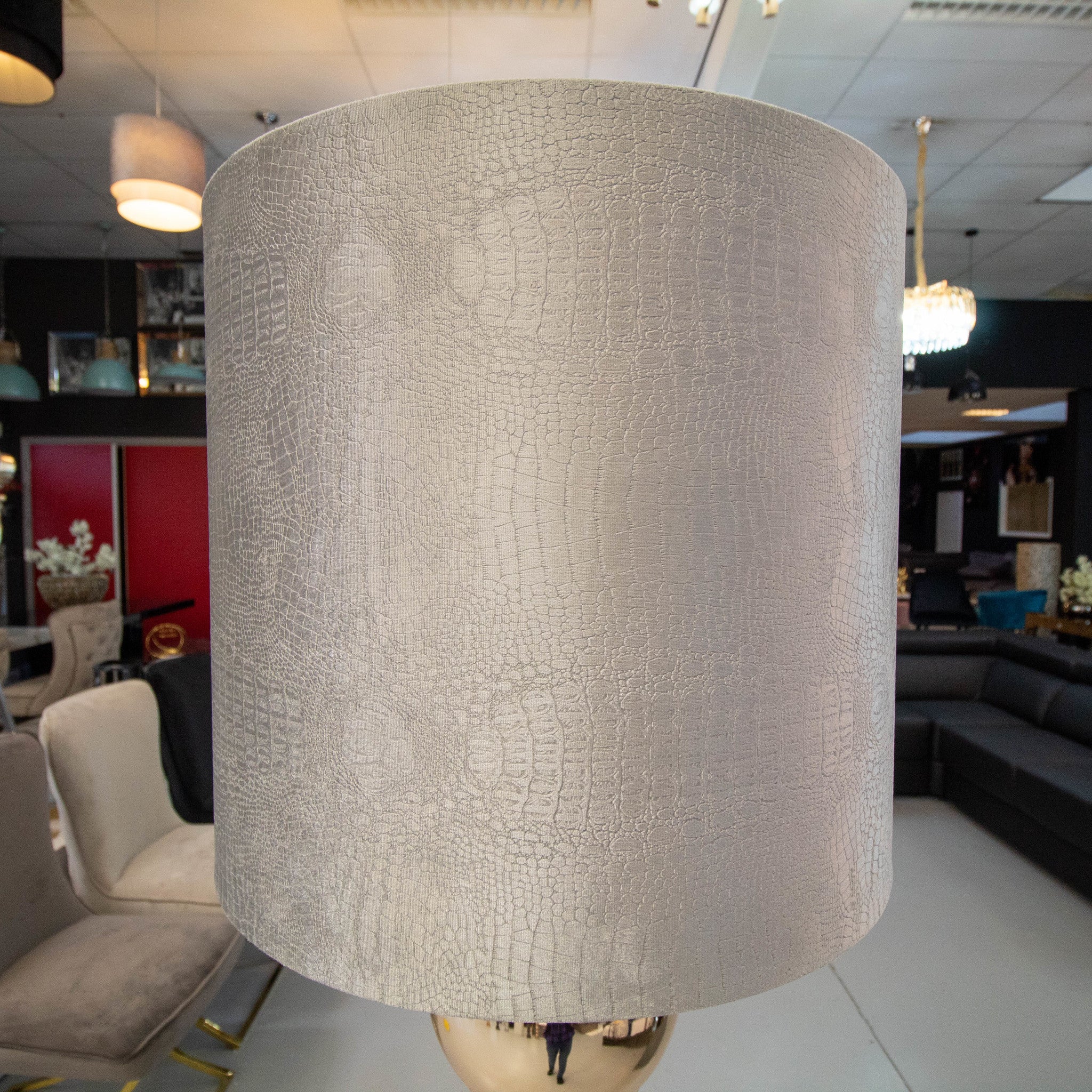 Bronze 6 Ball Lamp With Silver Crocodile Shade