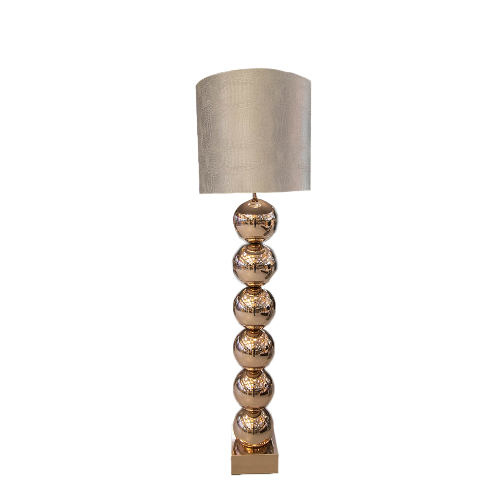 Bronze 6 Ball Lamp With Silver Crocodile Shade