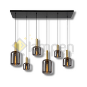 Hanglamp Tubes 6 lichts - Gold - Smoky Glass
