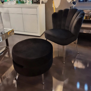 Velvet Pouf Round - Black