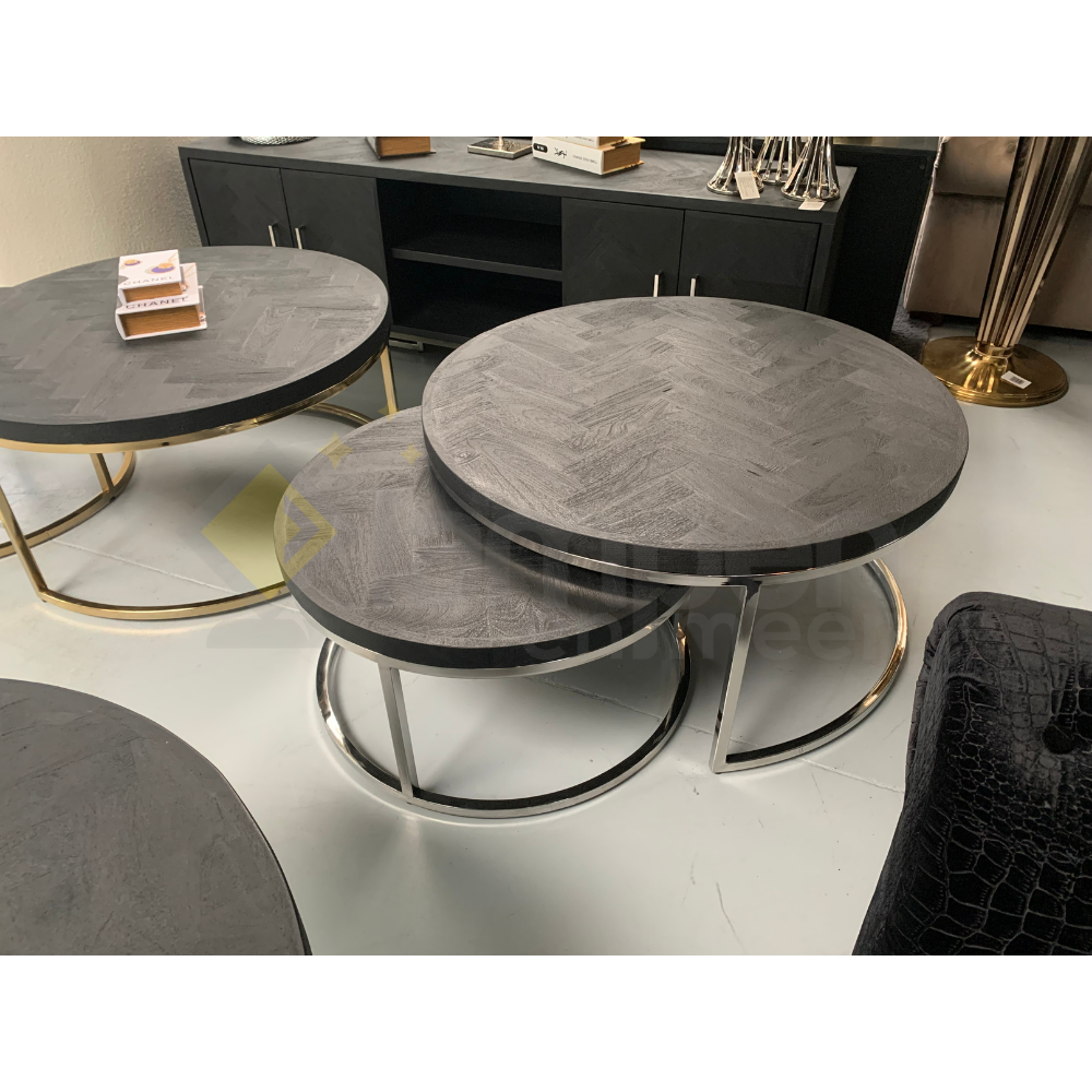 Coffee table Doblo Black Bonita set of 2 - Silver Frame