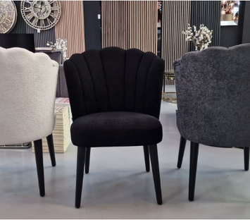 Schelp stoel Teddy - Bouclé stof - Verschillende Kleuren