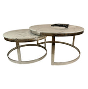 Doblo Round Marble Coffee Table Set of 2 - Gold
