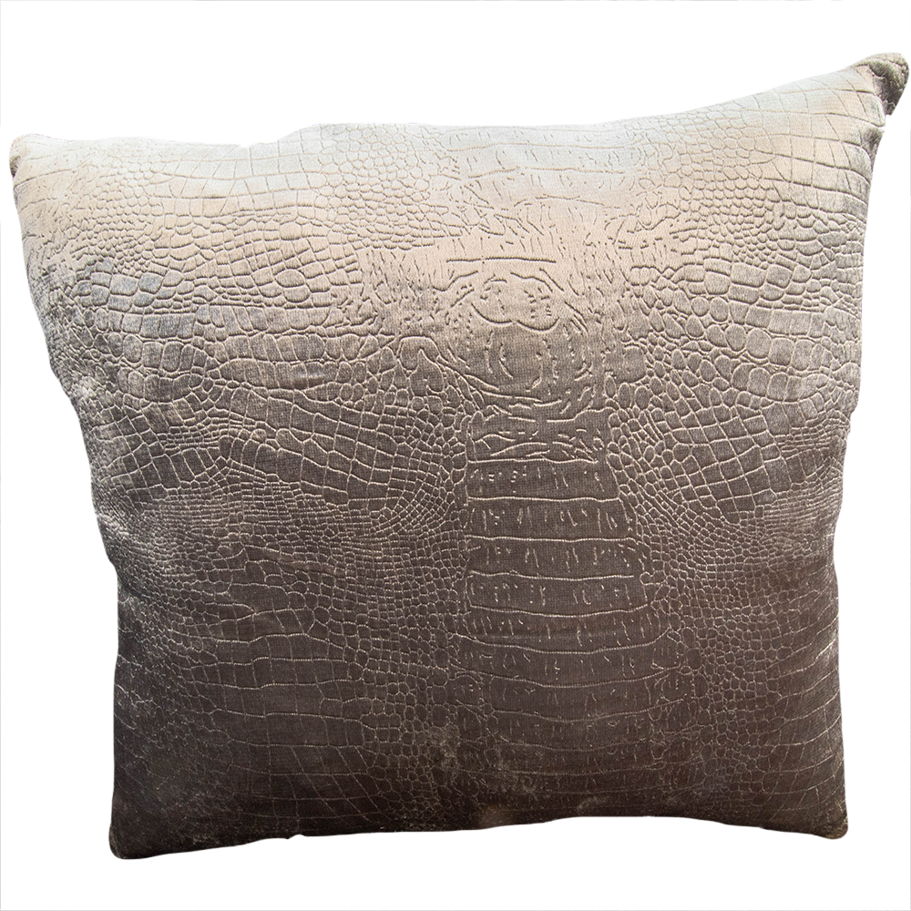 Velvet Croco Print Cushions - Silver