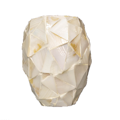 Pot Mother of Pearl H24 D17-Schelpenvaas -Wit