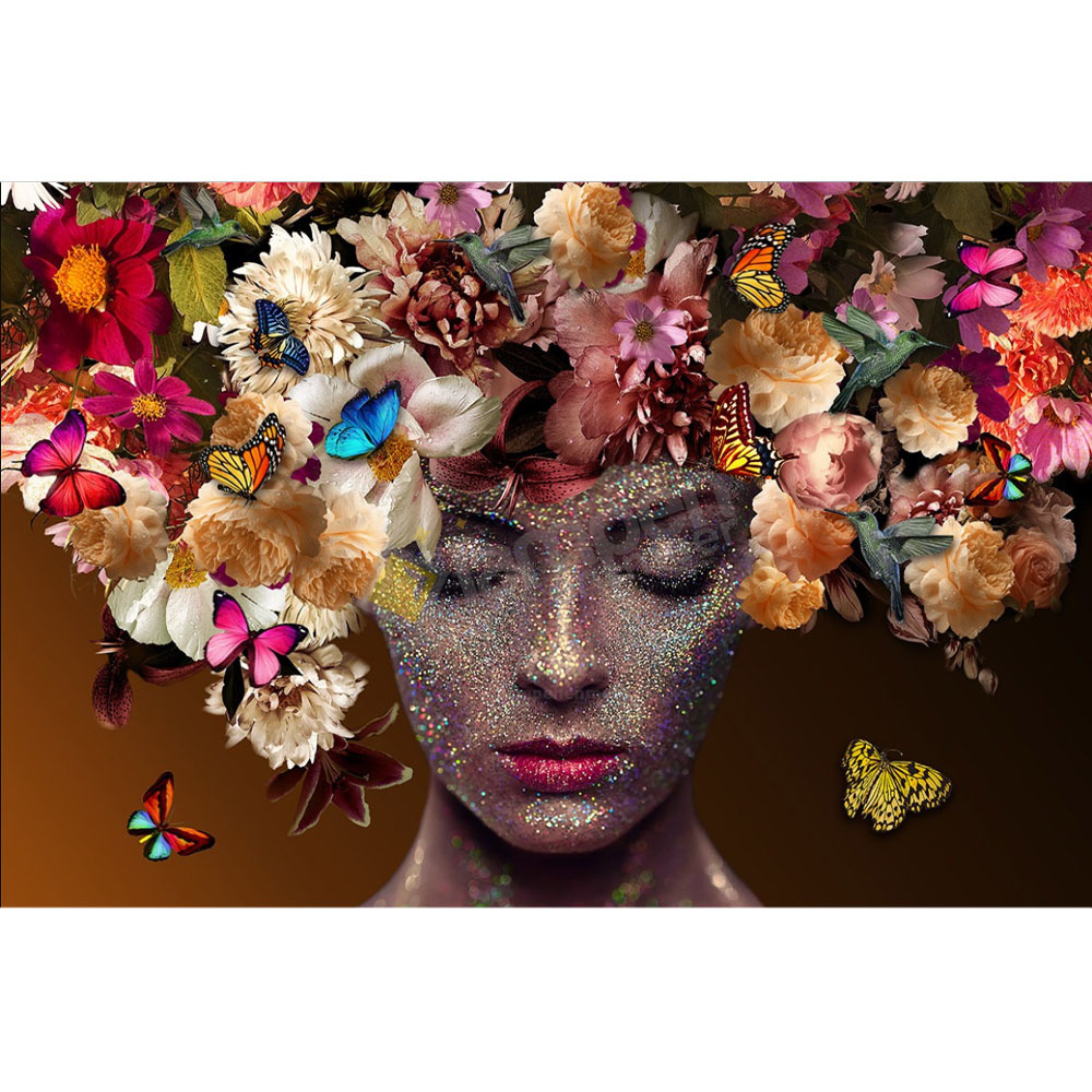 Flower Women-Glass Painting-120x80